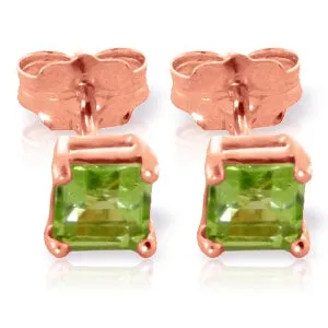 0.95 Carat 14K Solid Rose Gold Caress Peridot Stud Earrings