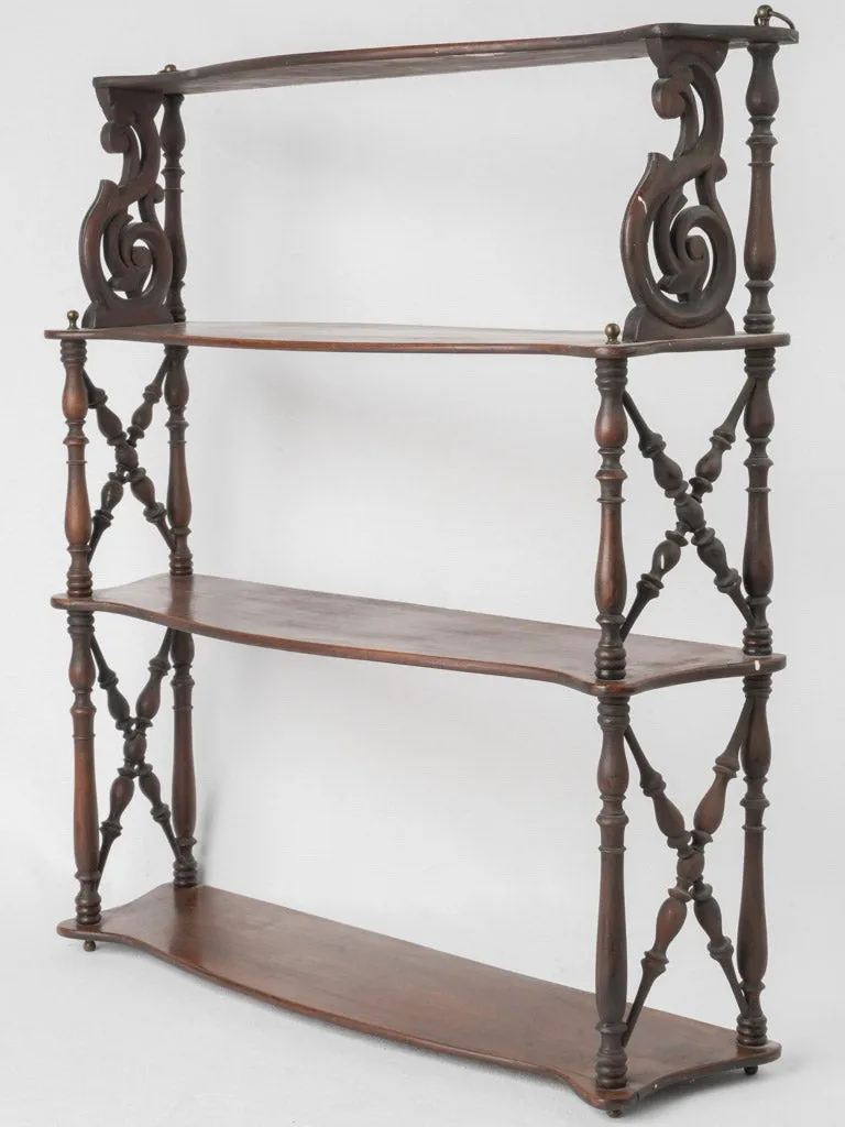 19th-Century French Walnut Wall-Mounted Shelves 29¼"