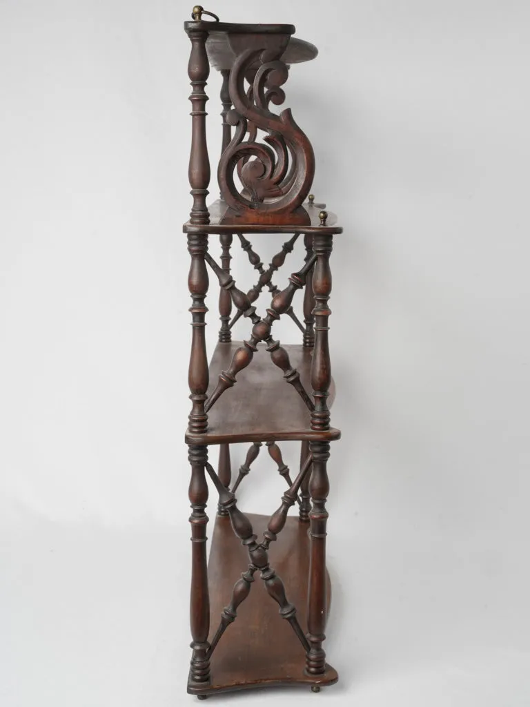 19th-Century French Walnut Wall-Mounted Shelves 29¼"