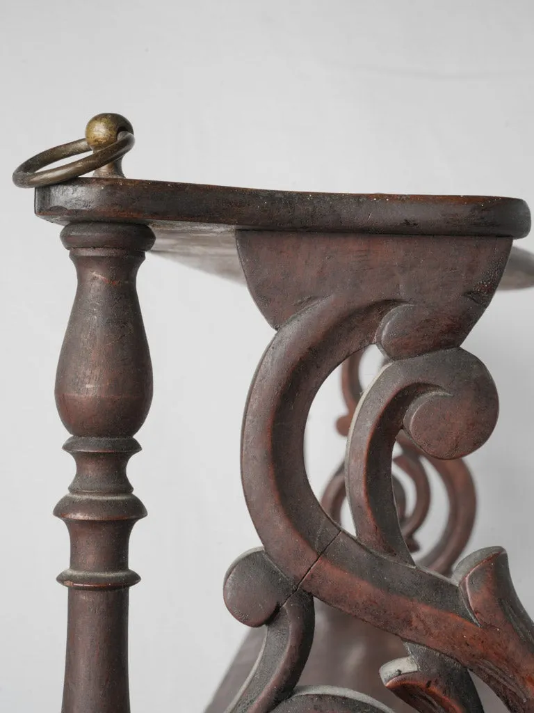 19th-Century French Walnut Wall-Mounted Shelves 29¼"