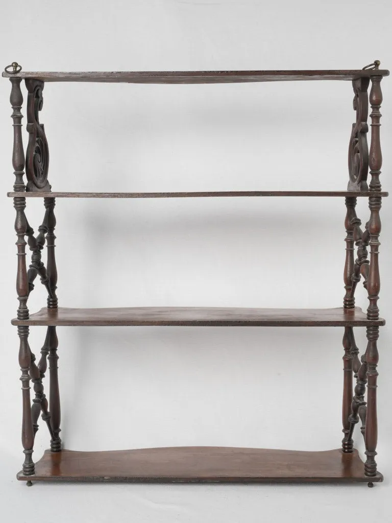 19th-Century French Walnut Wall-Mounted Shelves 29¼"