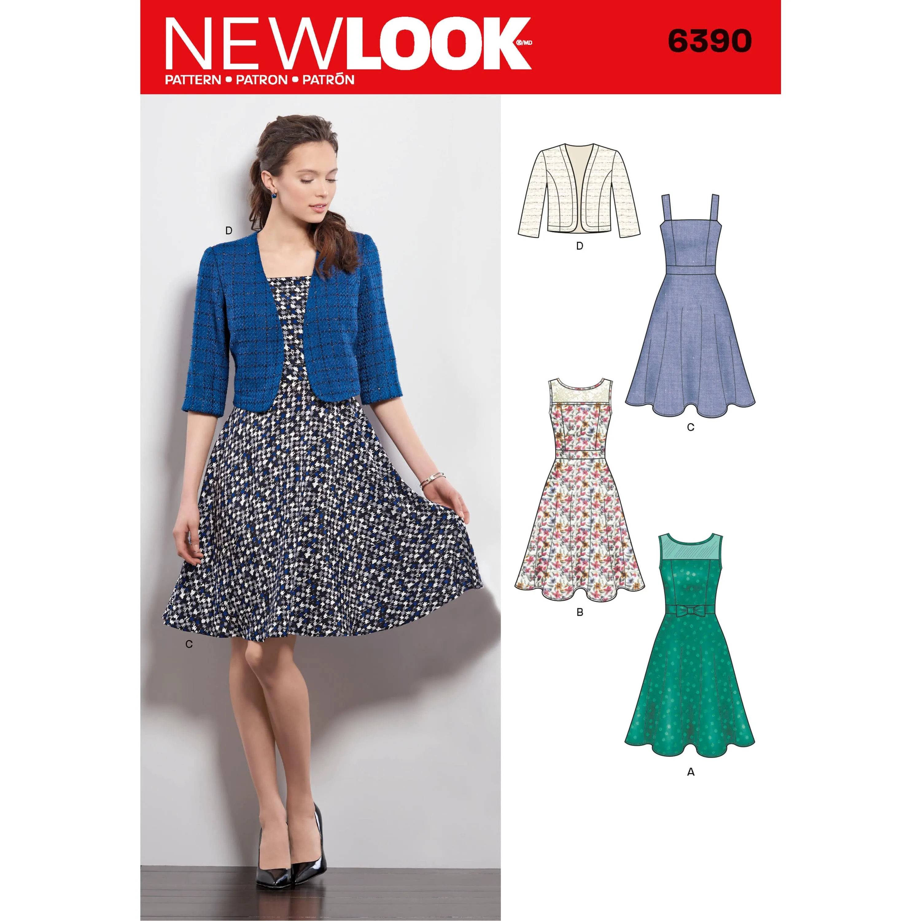 6390 Misses' Dresses with Full Skirt and Bolero