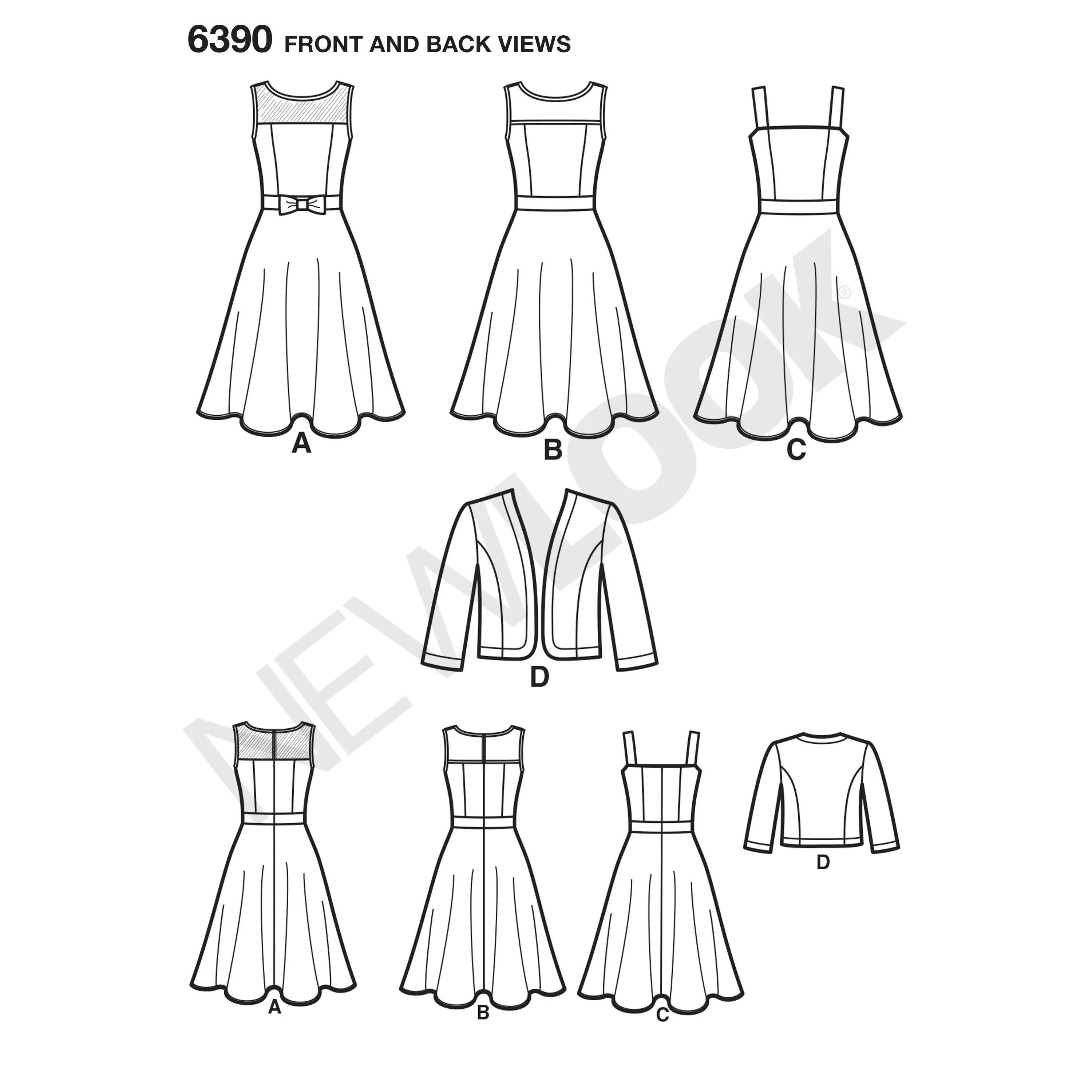 6390 Misses' Dresses with Full Skirt and Bolero