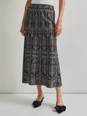 A-Line Two-Tone Jacquard Knit Maxi Skirt