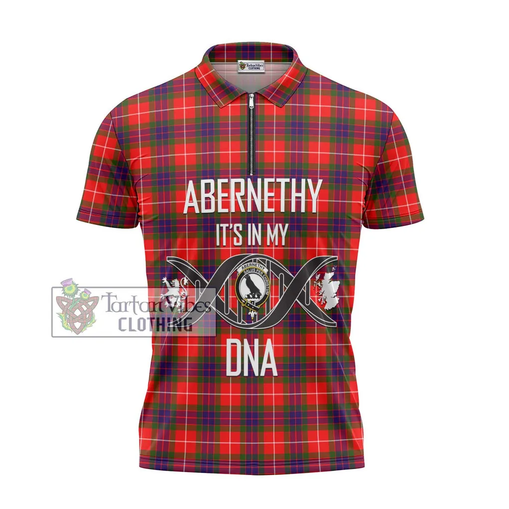 Abernethy Tartan Zipper Polo Shirt with Family Crest DNA In Me Style