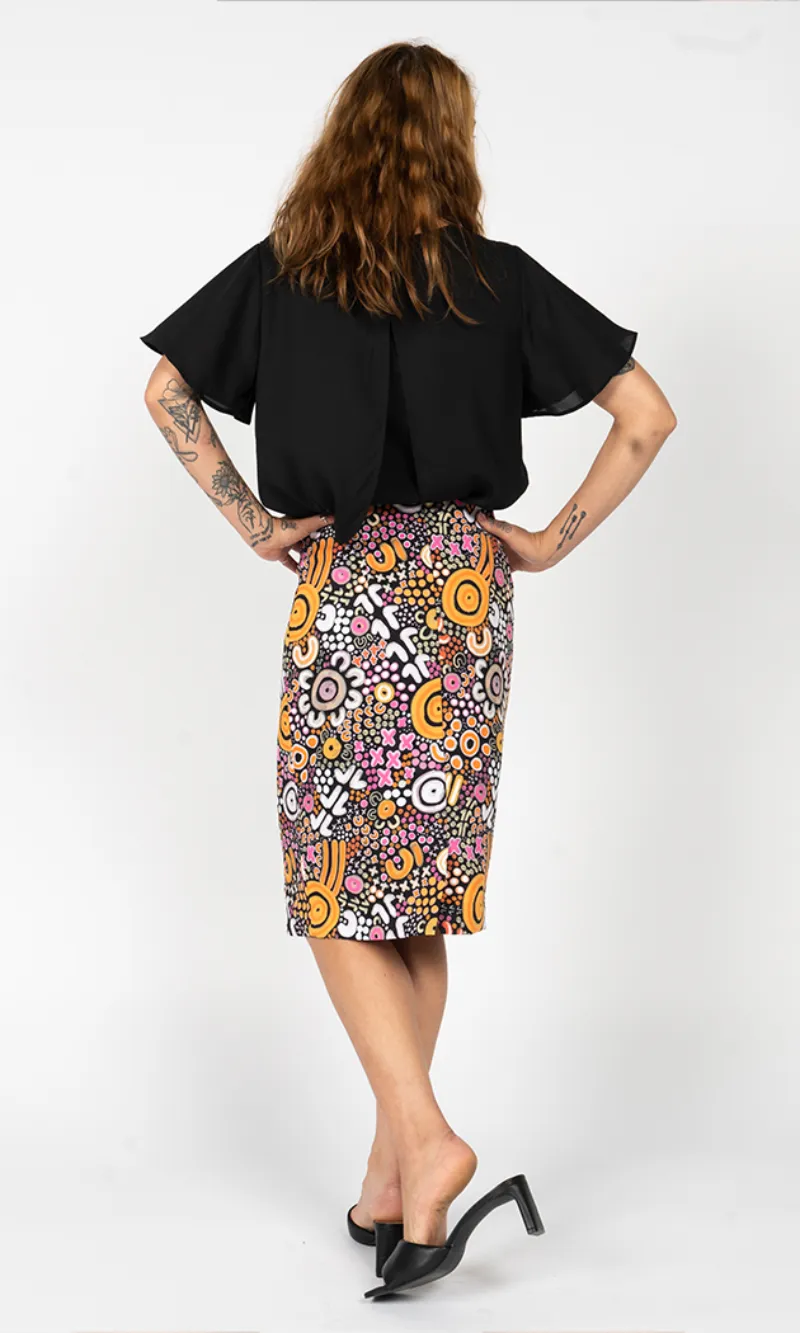 Aboriginal Art Pencil Skirt Eastern Maar