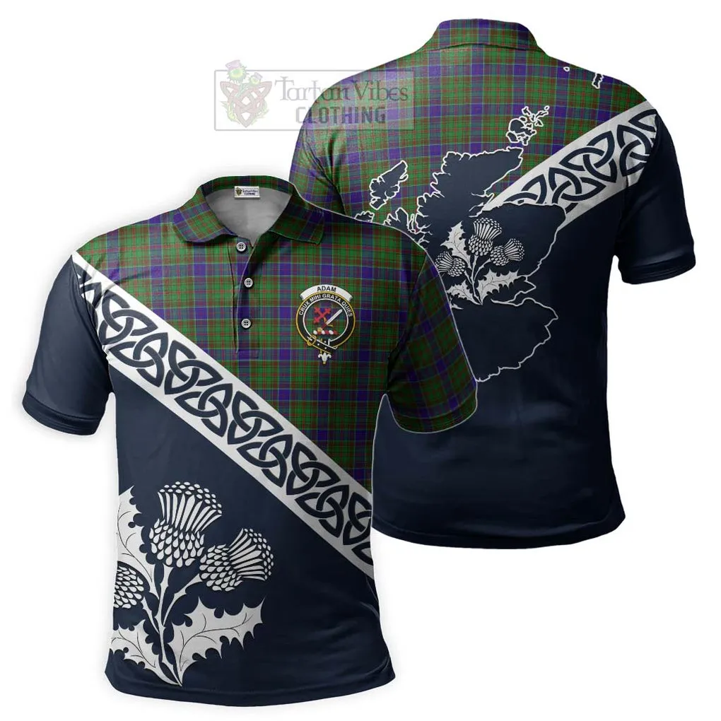 Adam Tartan Polo Shirt Featuring Thistle and Scotland Map