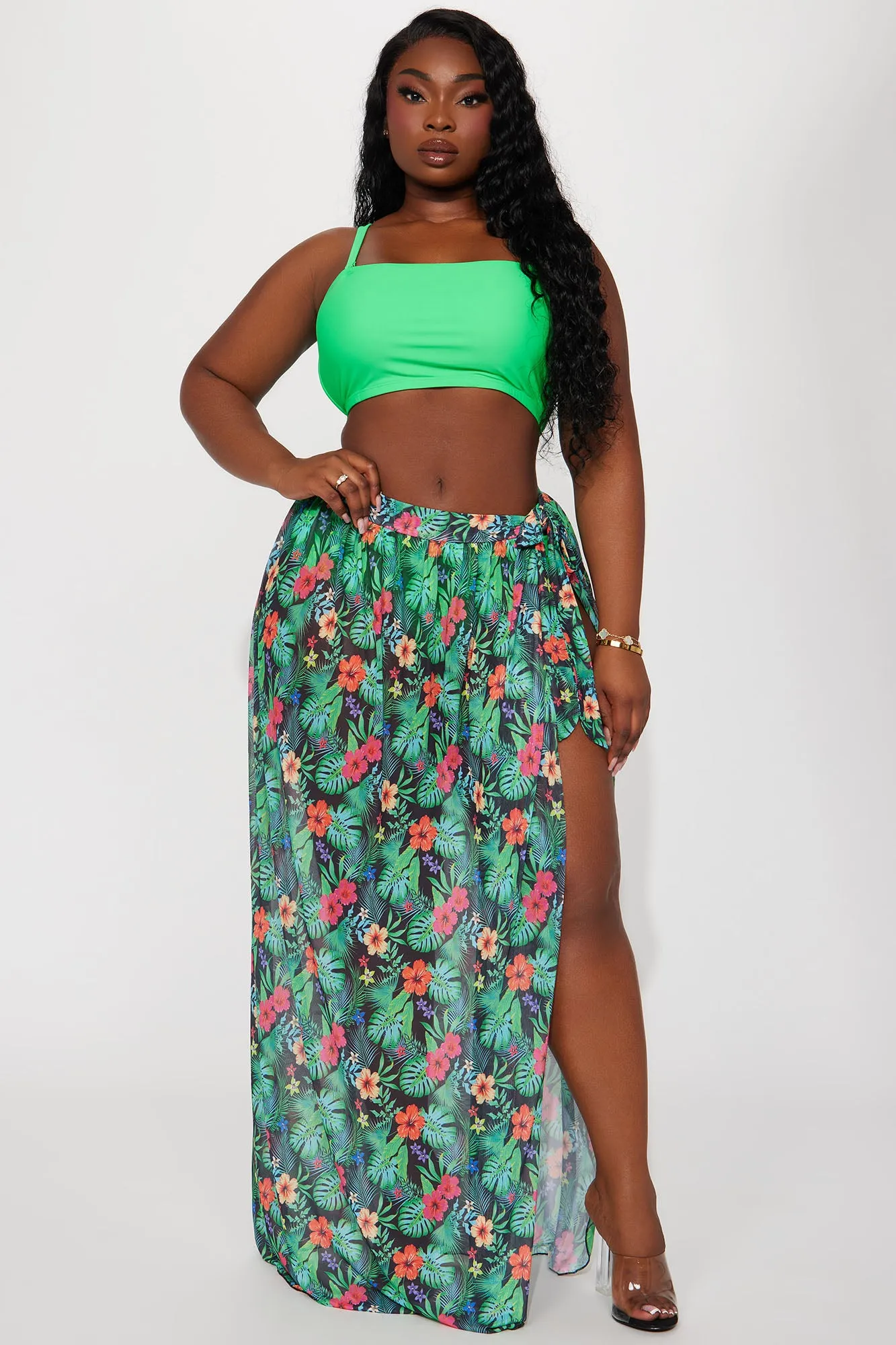 Adorn By You Cover Up Skirt - Green/combo