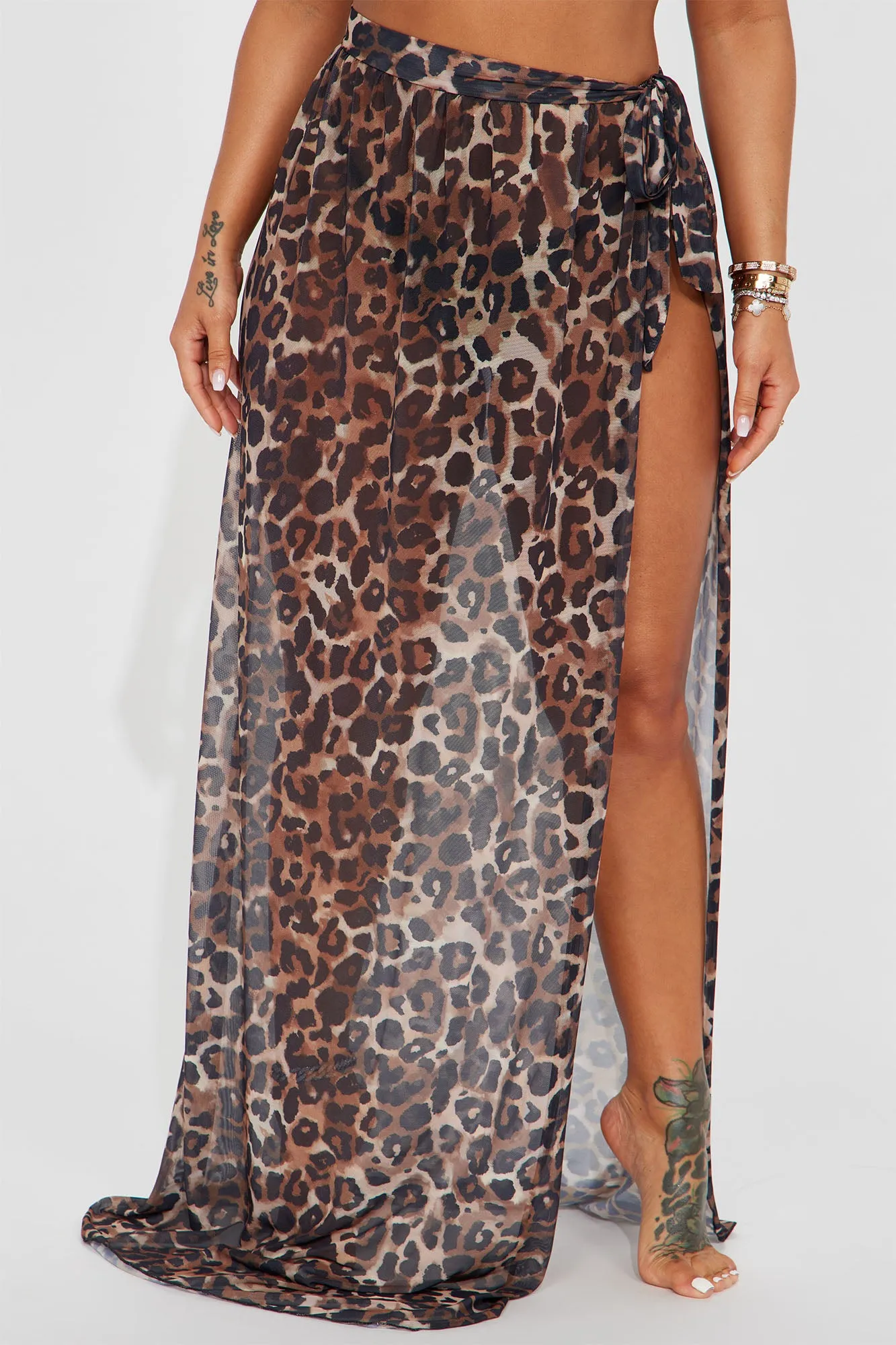 Adorn By You Cover Up Skirt - Leopard