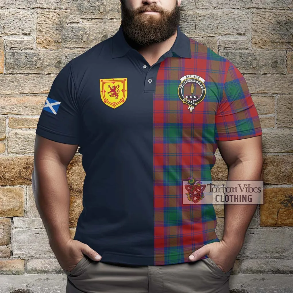 Affleck Tartan Polo Shirt Alba with Scottish Lion Royal Arm Half Style