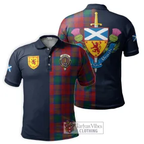 Affleck Tartan Polo Shirt Alba with Scottish Lion Royal Arm Half Style