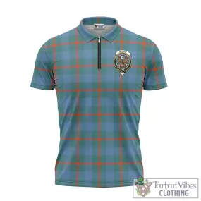 Agnew Ancient Tartan Zipper Polo Shirt with Family Crest