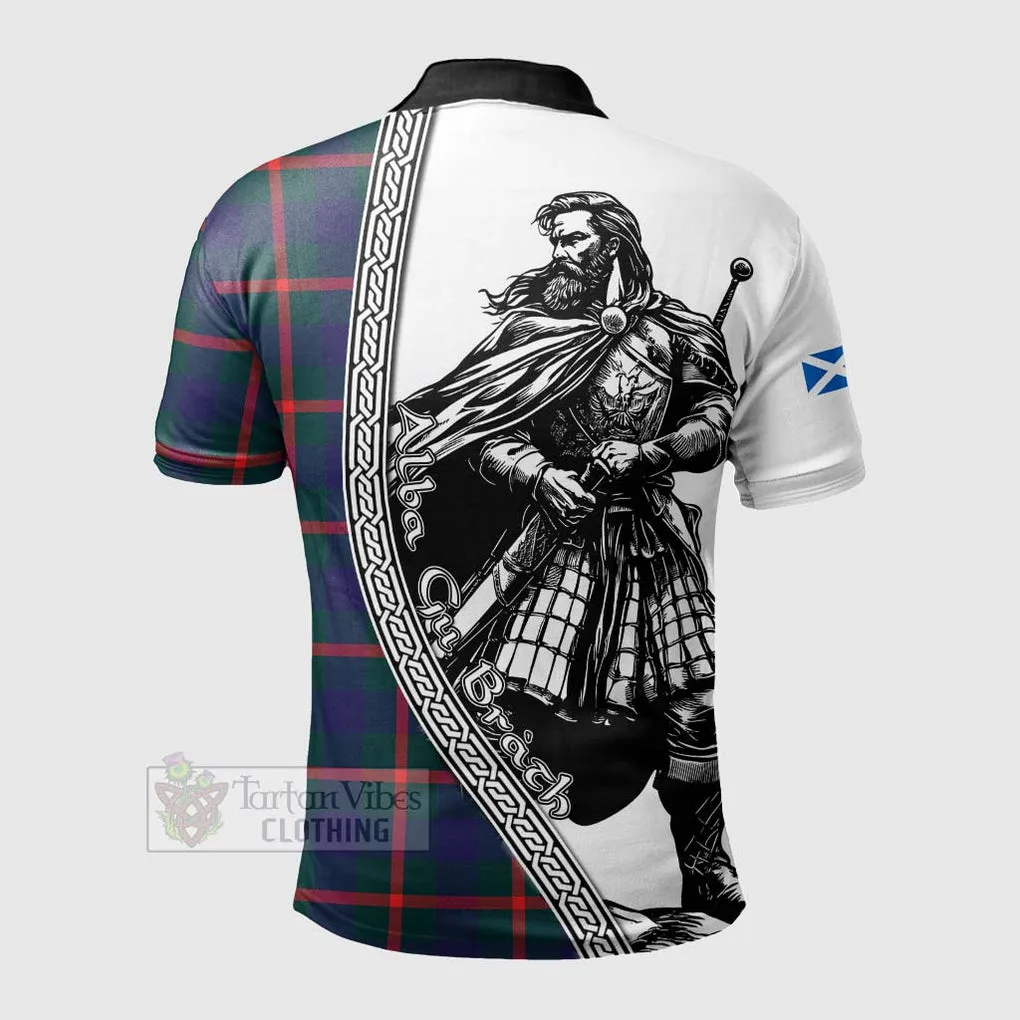 Agnew Tartan Clan Crest Polo Shirt with Highlander Warrior Celtic Style