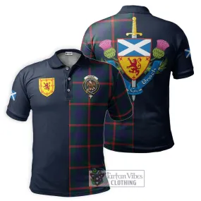 Agnew Tartan Polo Shirt Alba with Scottish Lion Royal Arm Half Style