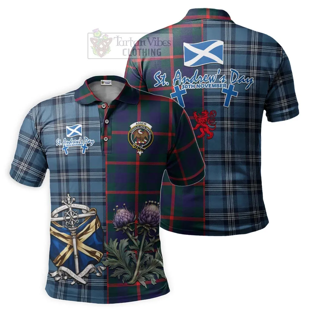 Agnew Tartan Polo Shirt Happy St. Andrew's Day Half Tartan Style