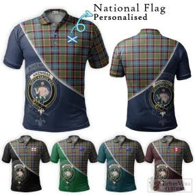 Aikenhead Tartan Polo Shirt with Personalised National Flag and Family Crest Half Style