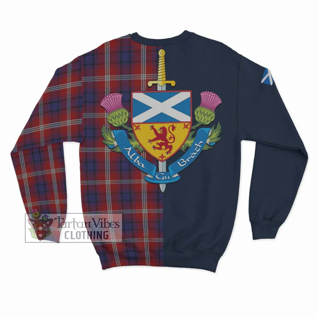 Ainslie Tartan Sweatshirt Alba with Scottish Lion Royal Arm Half Style