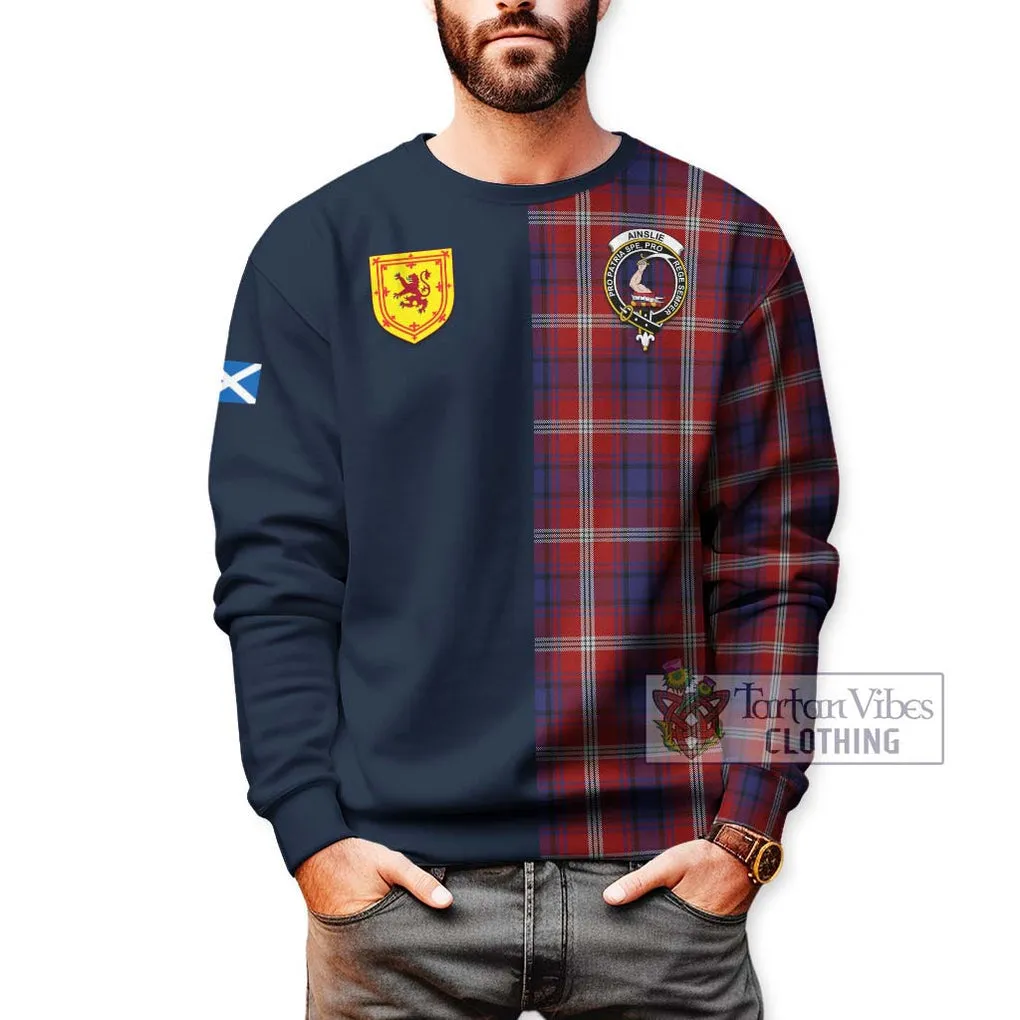 Ainslie Tartan Sweatshirt Alba with Scottish Lion Royal Arm Half Style