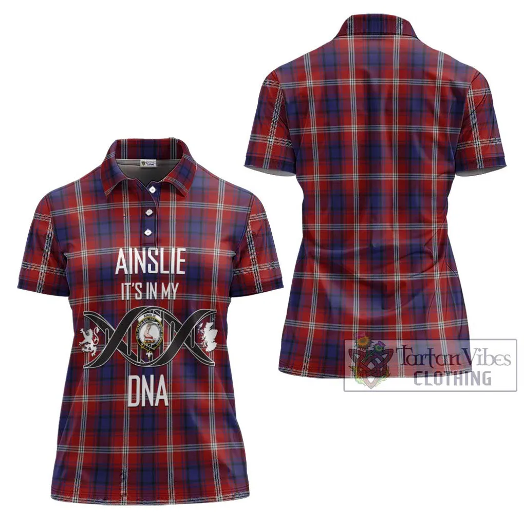 Ainslie Tartan Women's Polo Shirt with Family Crest DNA In Me Style