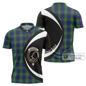 Alexander Tartan Zipper Polo Shirt with Family Crest Circle Style