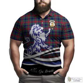 Allison Red Tartan Polo Shirt with Alba Gu Brath Regal Lion Emblem