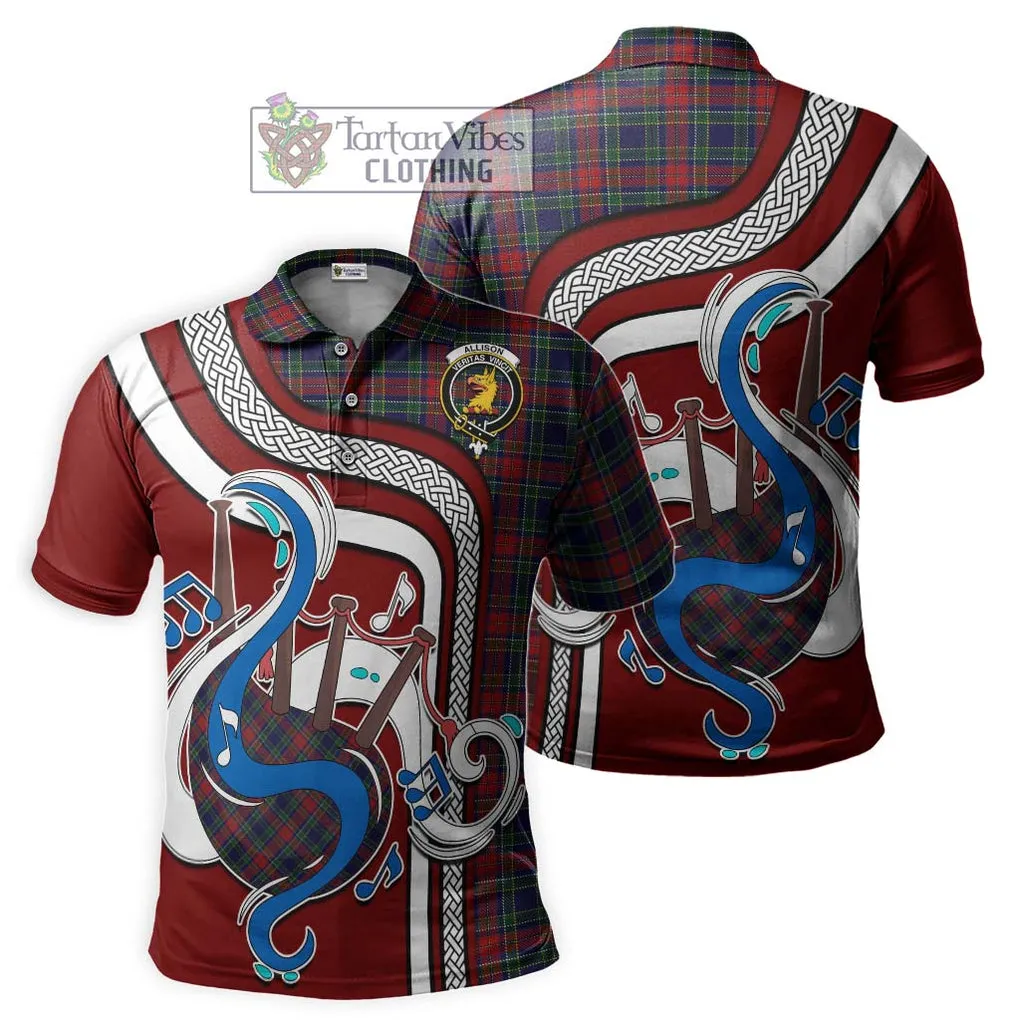 Allison Red Tartan Polo Shirt with Epic Bagpipe Style