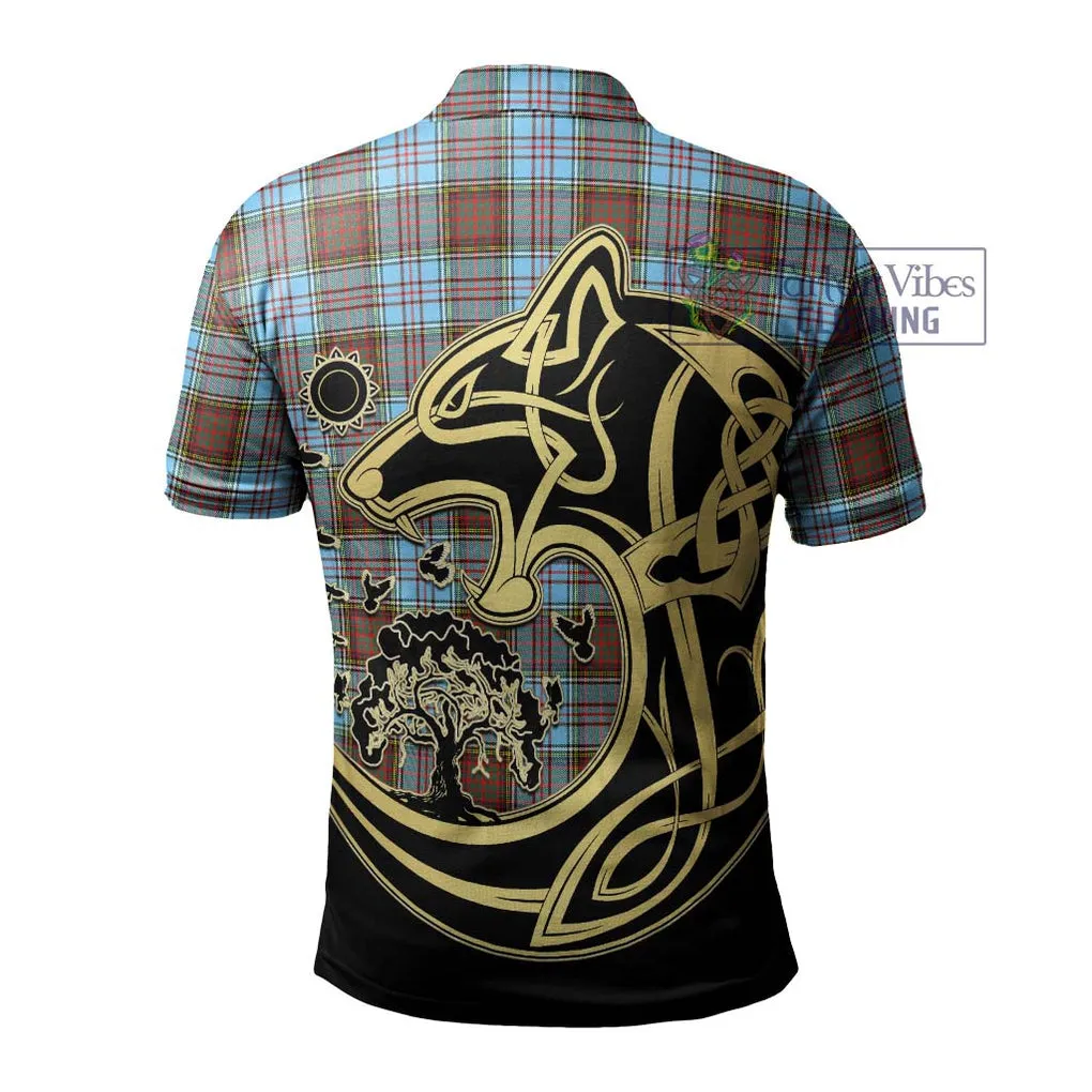 Anderson Ancient Tartan Polo Shirt with Family Crest Celtic Wolf Style