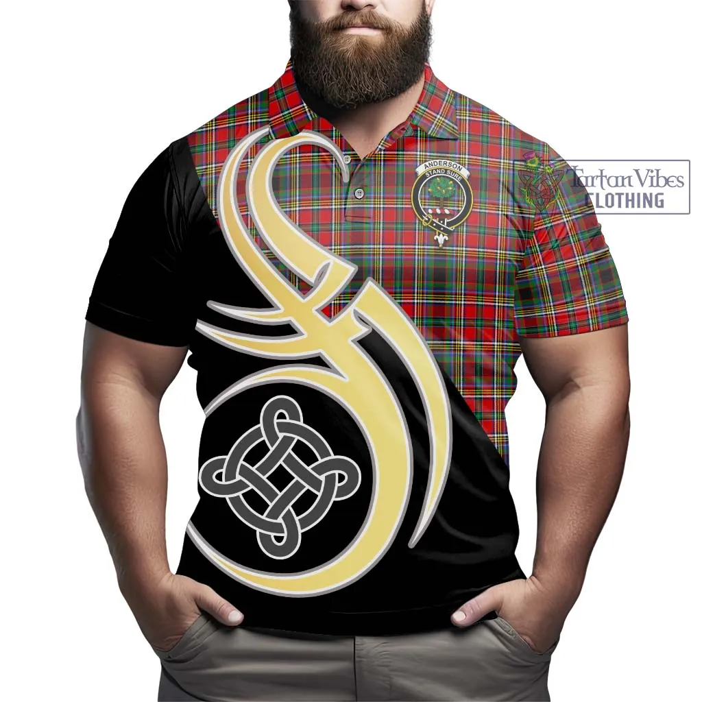 Anderson of Arbrake Tartan Polo Shirt with Family Crest and Celtic Symbol Style