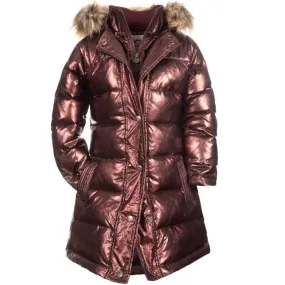 Appaman Long Down Girls' Coat - Metallic Burgundy