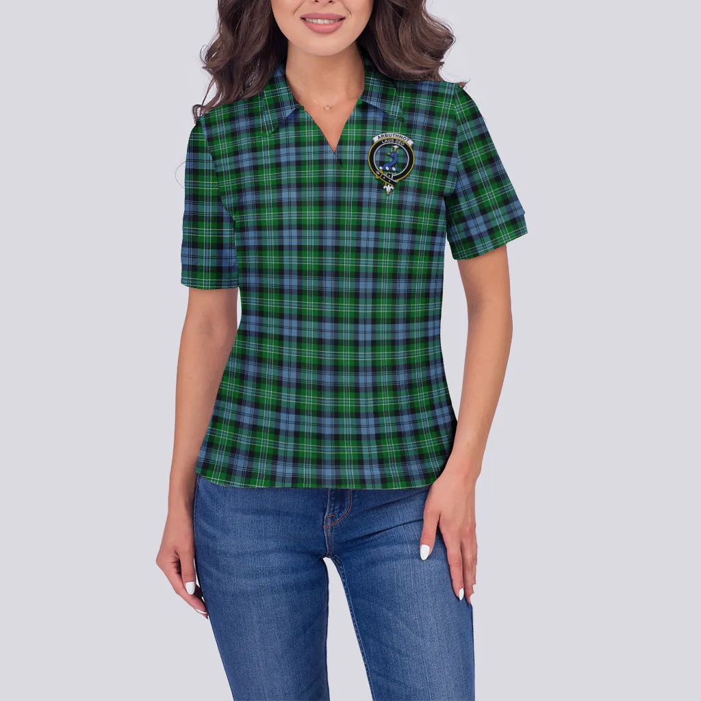 Arbuthnot Ancient Tartan Polo Shirt with Family Crest For Women