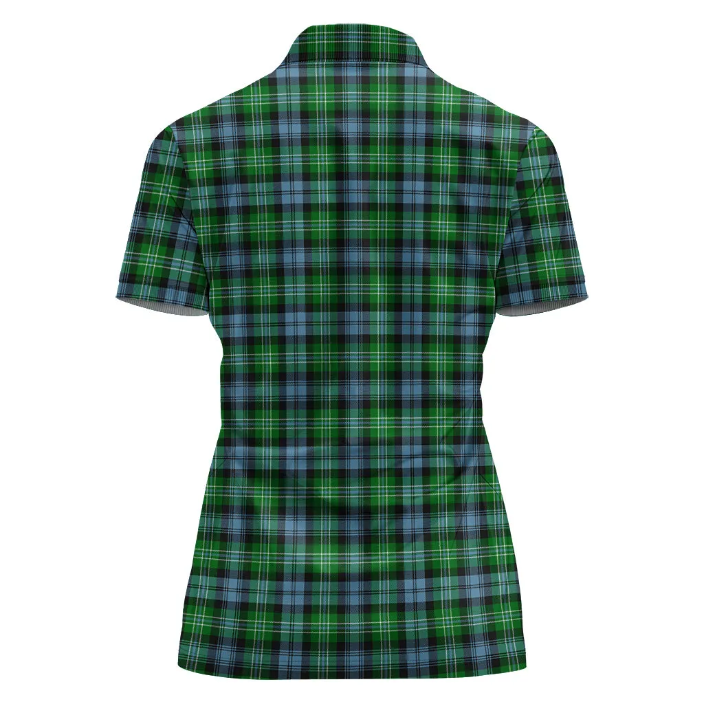 Arbuthnot Ancient Tartan Polo Shirt with Family Crest For Women