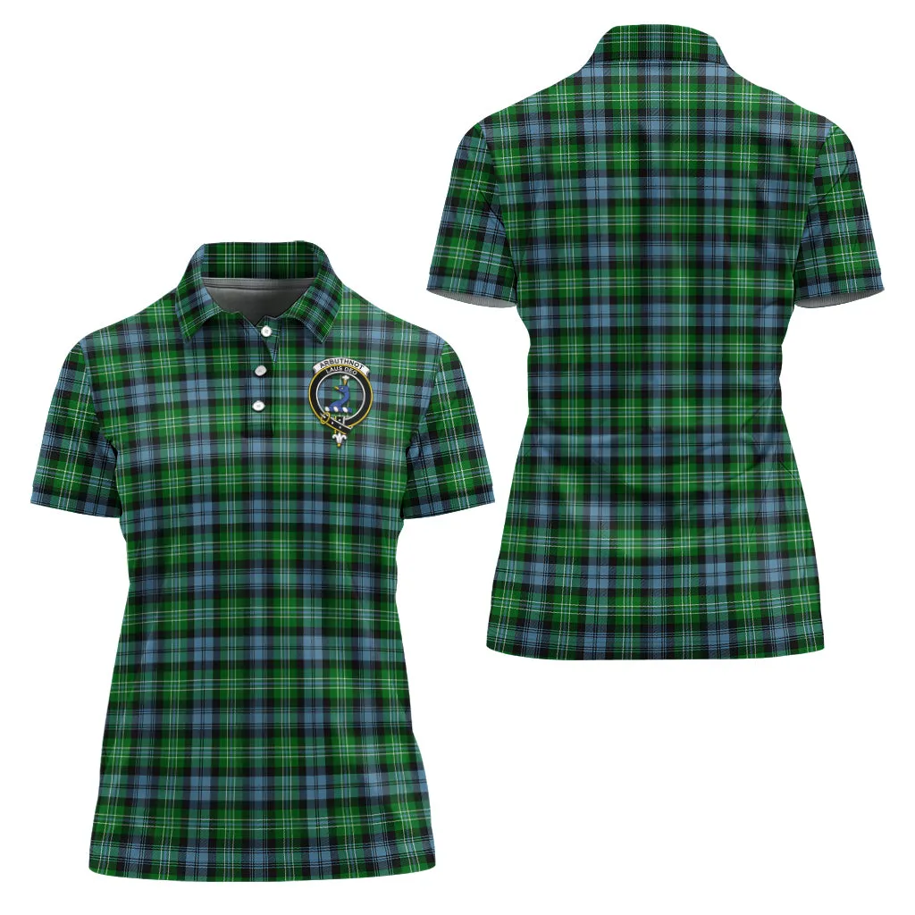 Arbuthnot Ancient Tartan Polo Shirt with Family Crest For Women