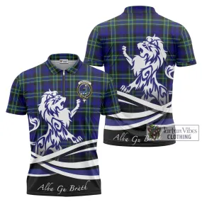 Arbuthnot Modern Tartan Zipper Polo Shirt with Alba Gu Brath Regal Lion Emblem