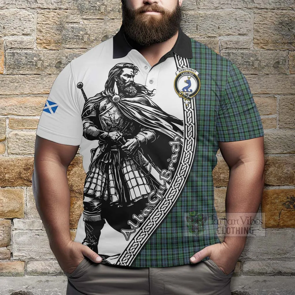 Arbuthnot Tartan Clan Crest Polo Shirt with Highlander Warrior Celtic Style