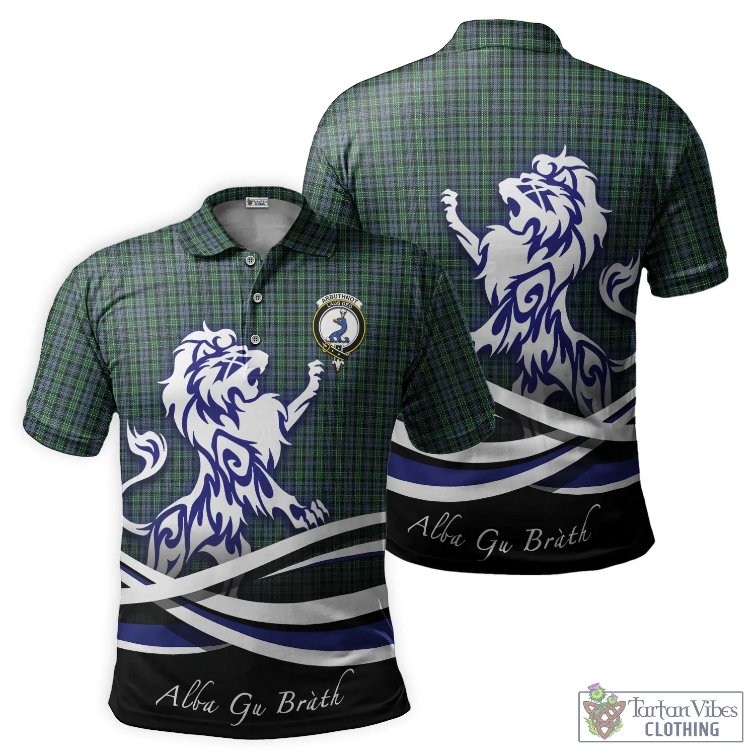 Arbuthnot Tartan Polo Shirt with Alba Gu Brath Regal Lion Emblem