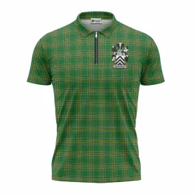 Archdekin Irish Clan Tartan Zipper Polo Shirt with Coat of Arms