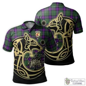 Armstrong Modern Tartan Polo Shirt with Family Crest Celtic Wolf Style