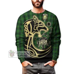 Arthur Tartan Sweatshirt with Family Crest Celtic Wolf Style