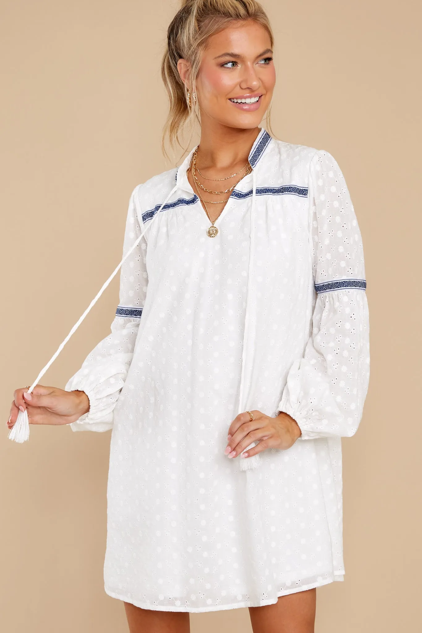 Ask For The Moon White Eyelet Cotton Dress