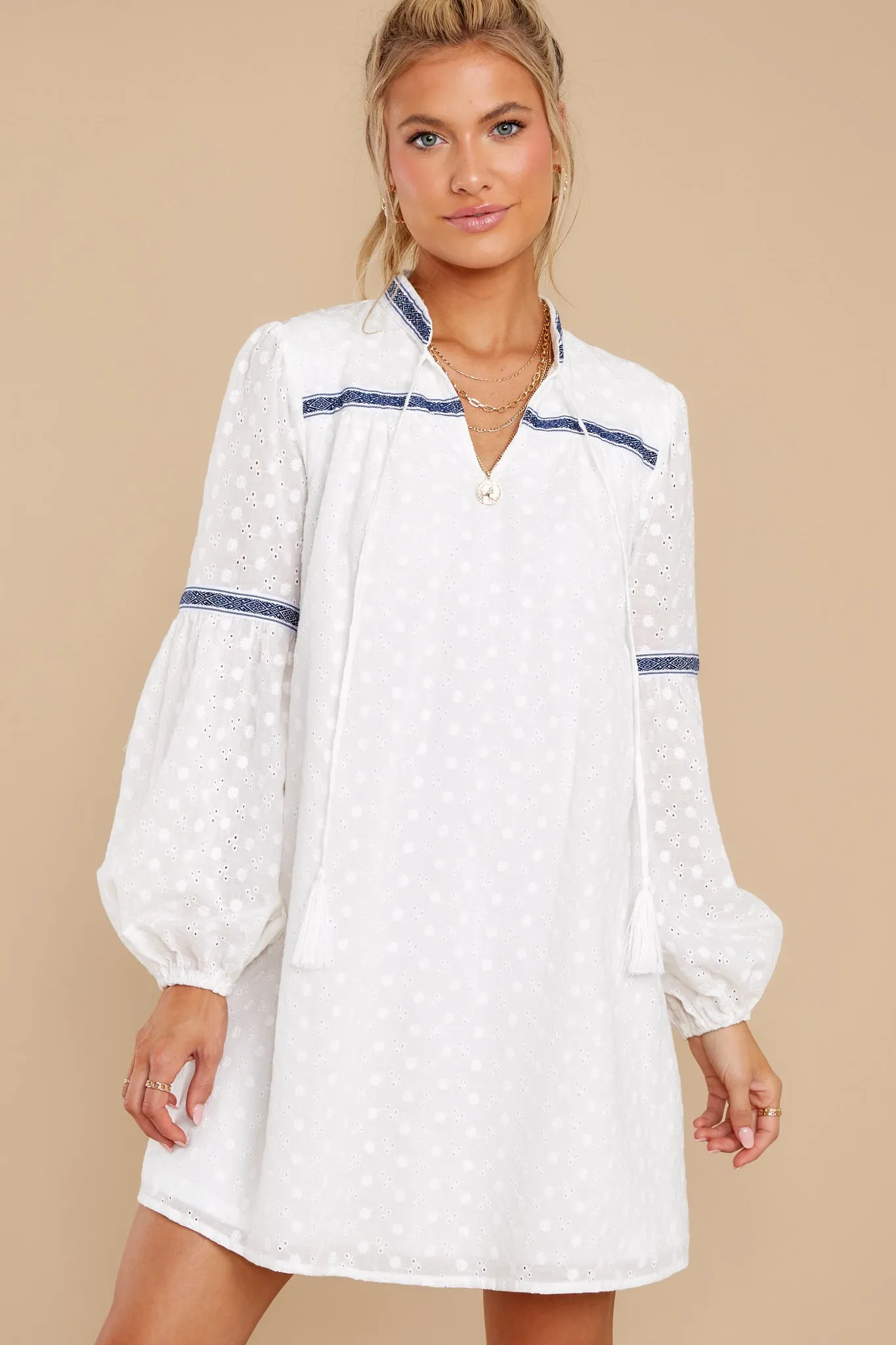 Ask For The Moon White Eyelet Cotton Dress