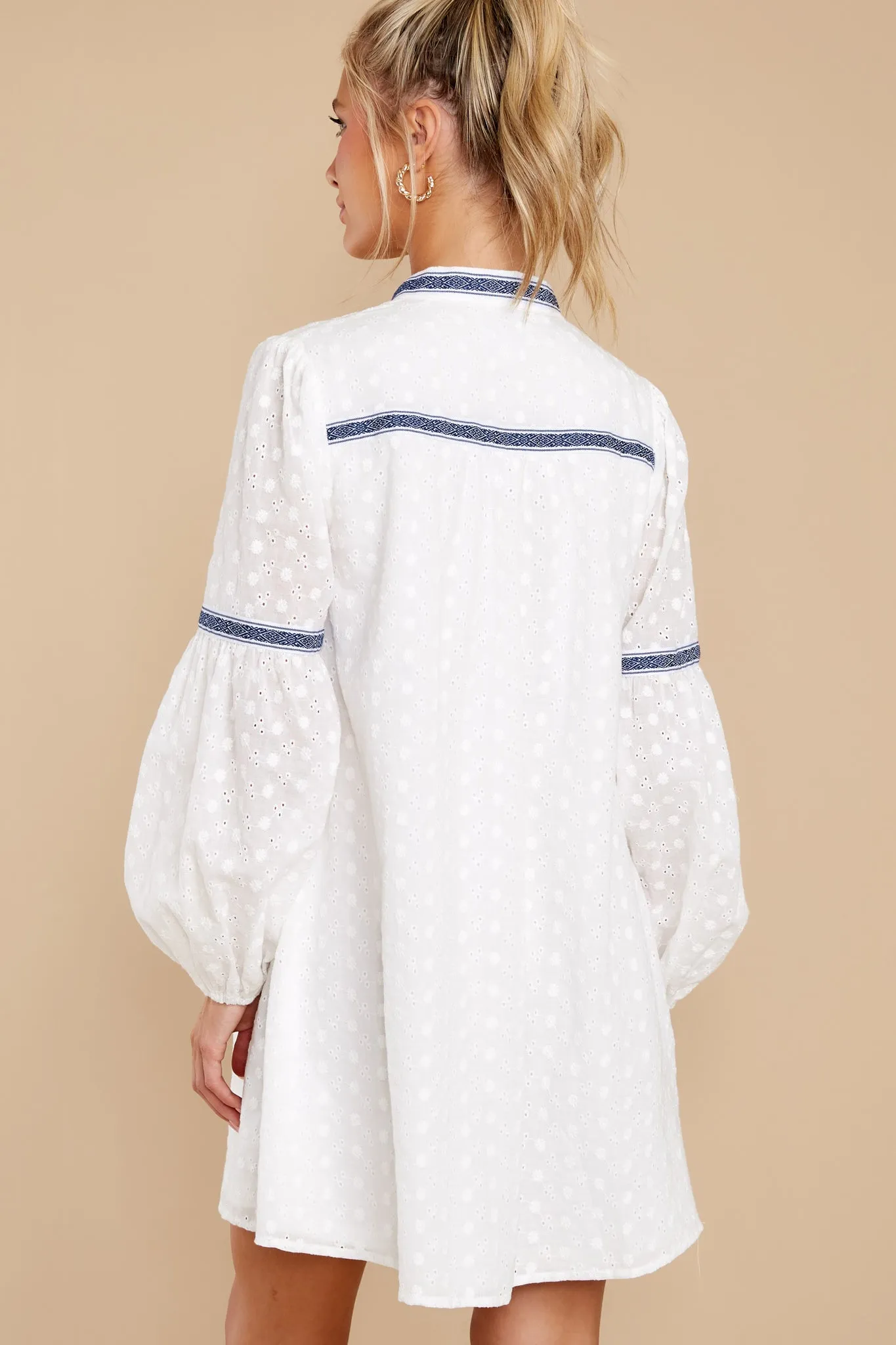 Ask For The Moon White Eyelet Cotton Dress