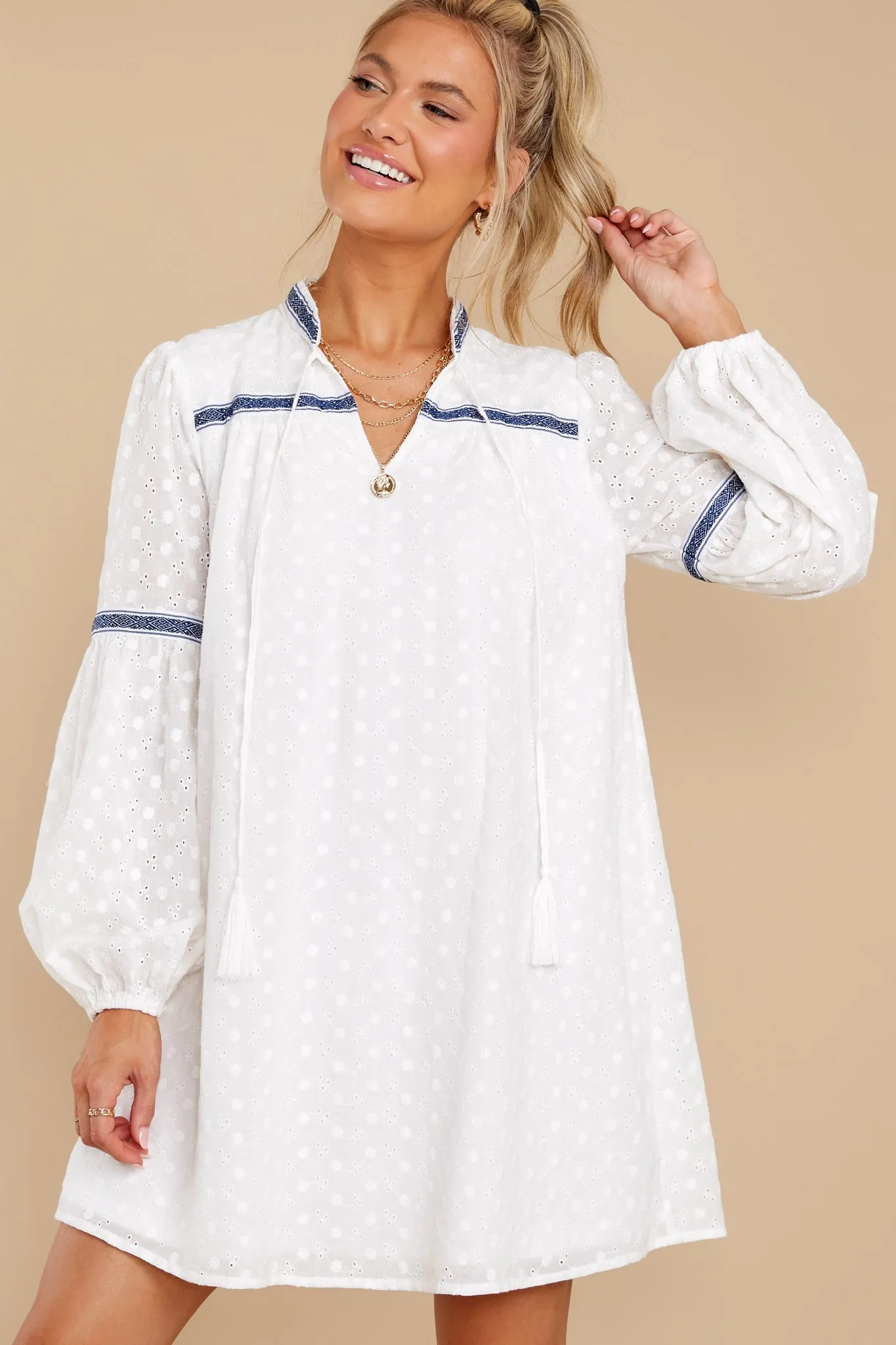 Ask For The Moon White Eyelet Cotton Dress