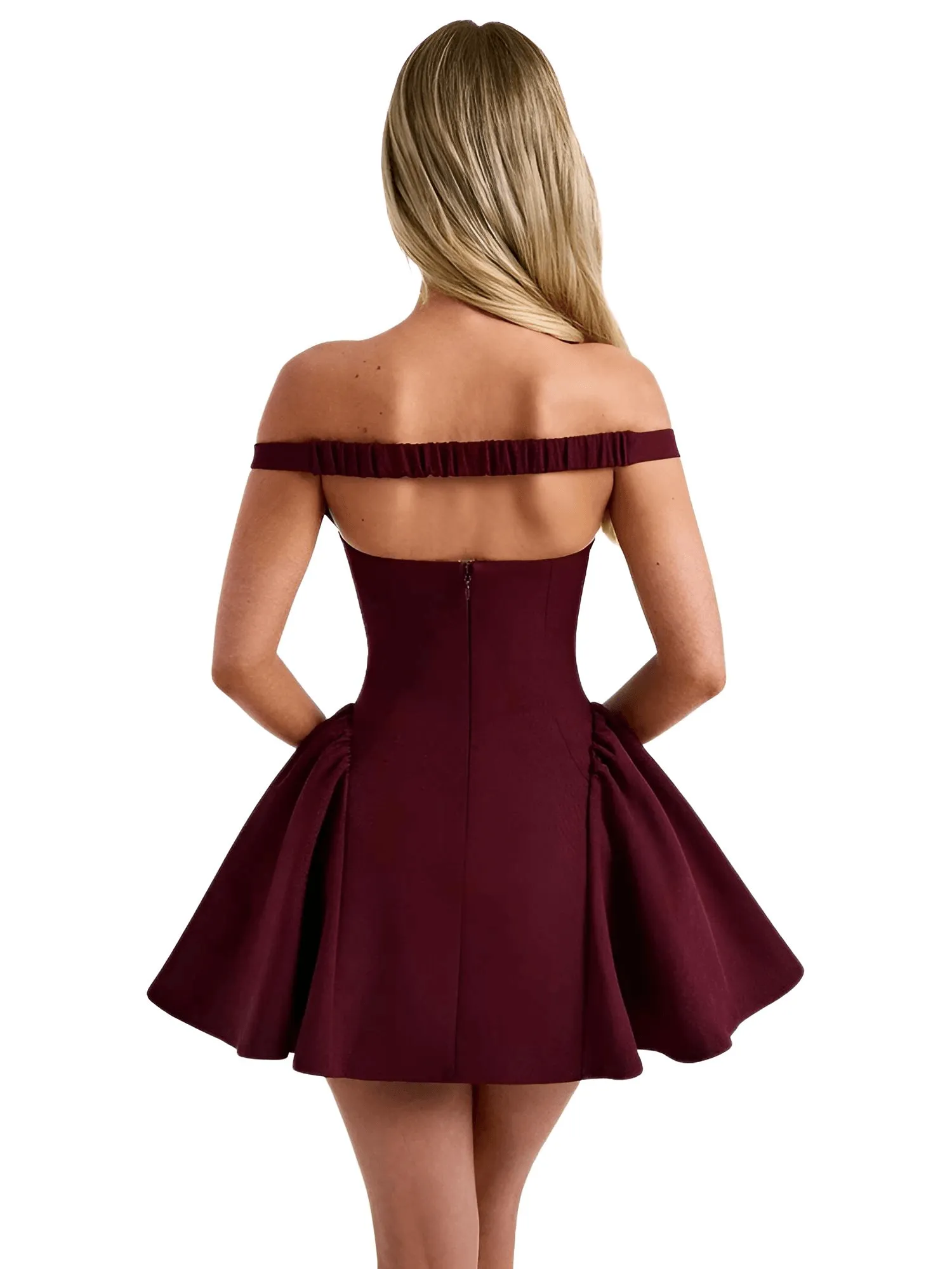 Backless Sexy Off Shoulder Mini Dress For Women Wine Red Sleeveless Strapless High Waist A-line Club Party Sexy Dress