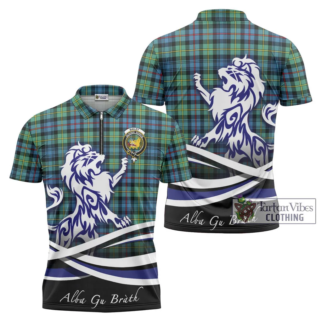 Bailey Ancient Tartan Zipper Polo Shirt with Alba Gu Brath Regal Lion Emblem