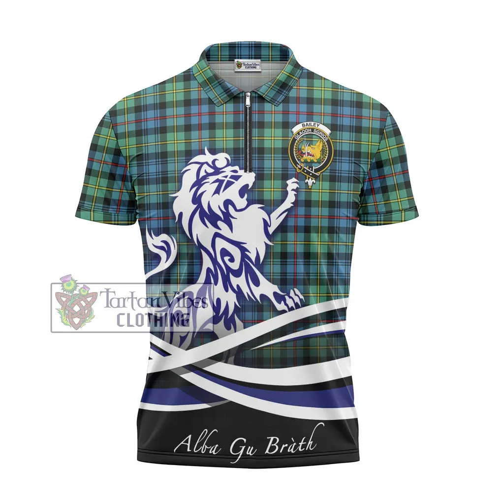 Bailey Ancient Tartan Zipper Polo Shirt with Alba Gu Brath Regal Lion Emblem