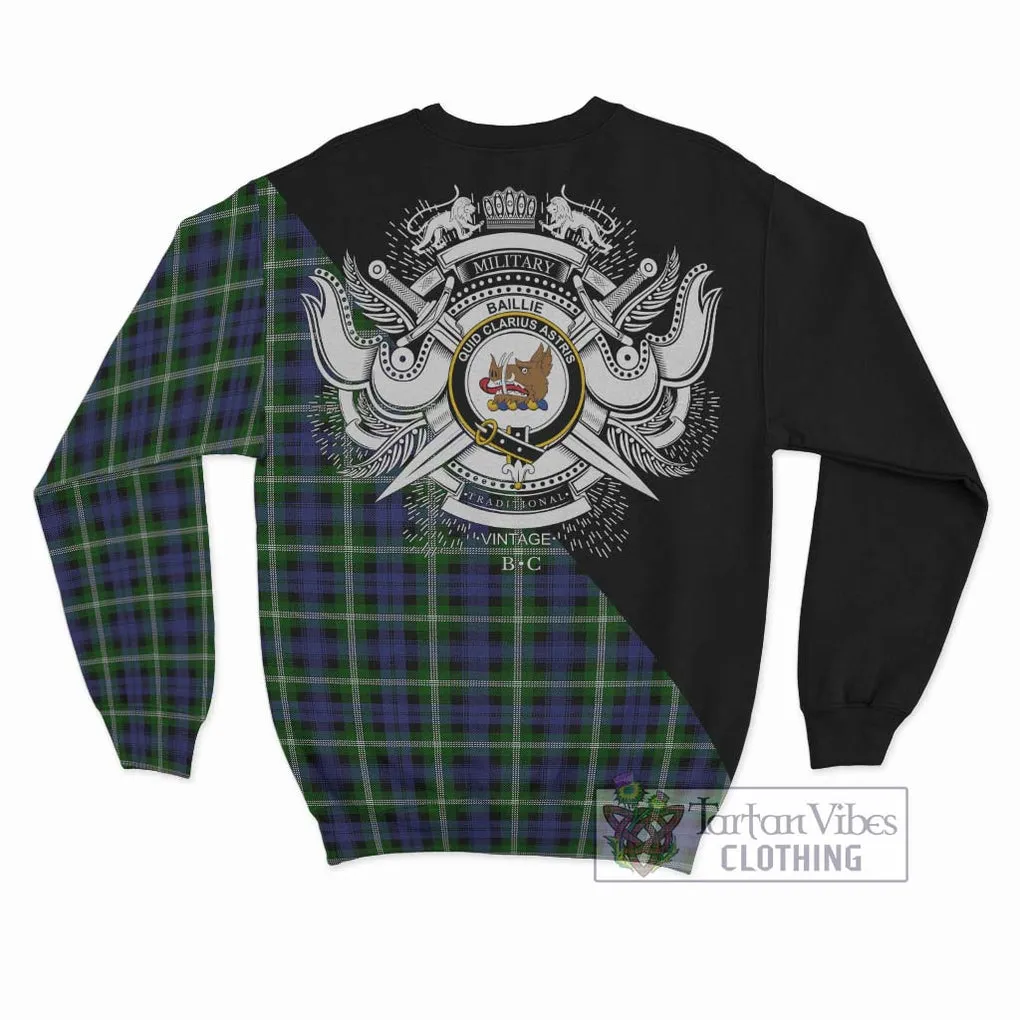 Baillie (Bailey) Tartan Sweatshirt with Family Crest and Military Logo Style