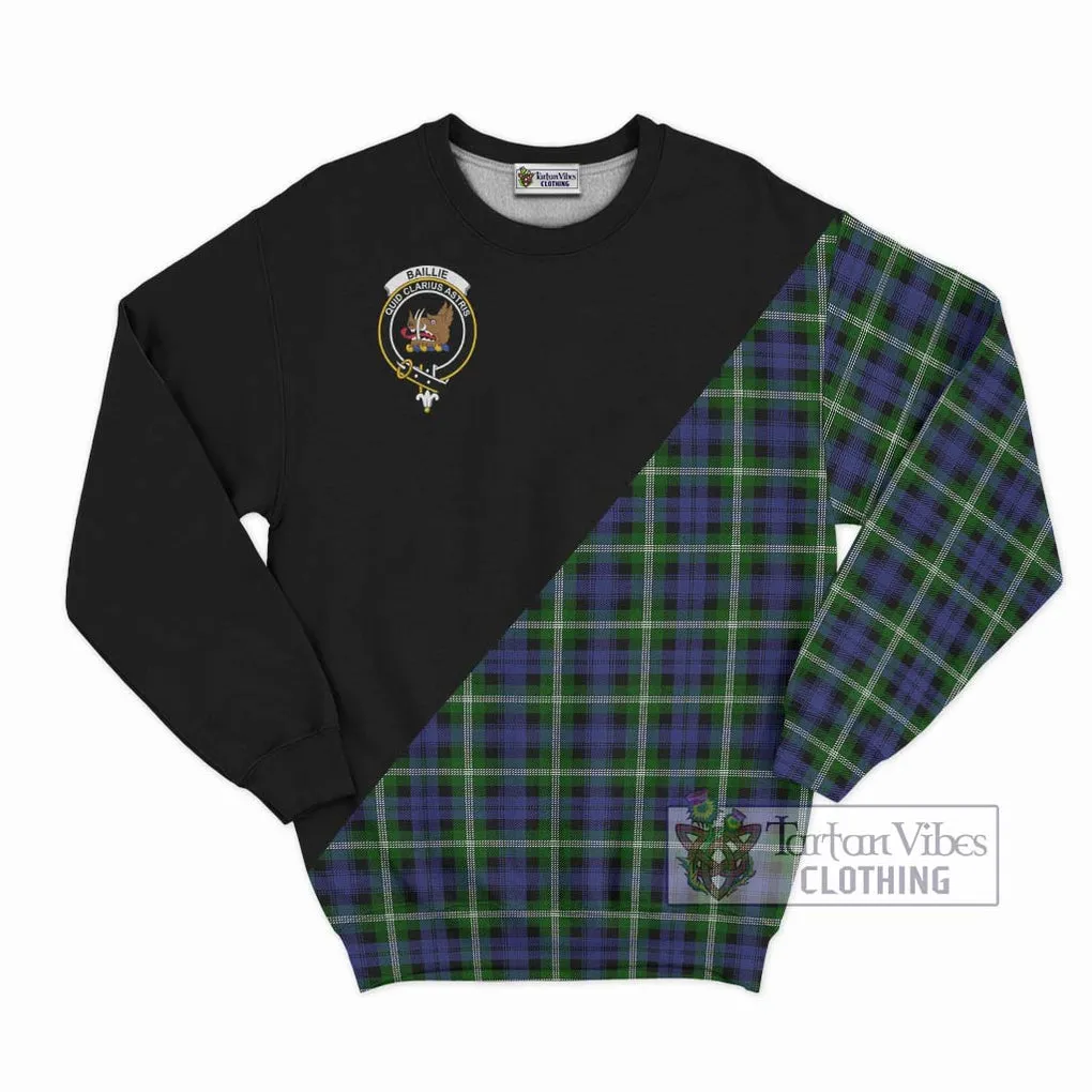 Baillie (Bailey) Tartan Sweatshirt with Family Crest and Military Logo Style