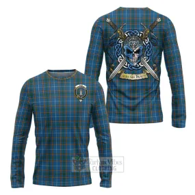 Bain Tartan Long Sleeve T-Shirt with Family Crest Celtic Skull Style