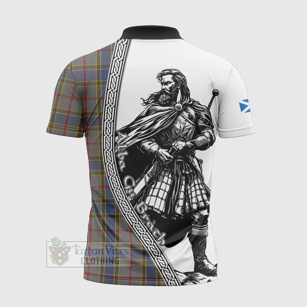 Balfour Tartan Clan Crest Zipper Polo Shirt with Highlander Warrior Celtic Style