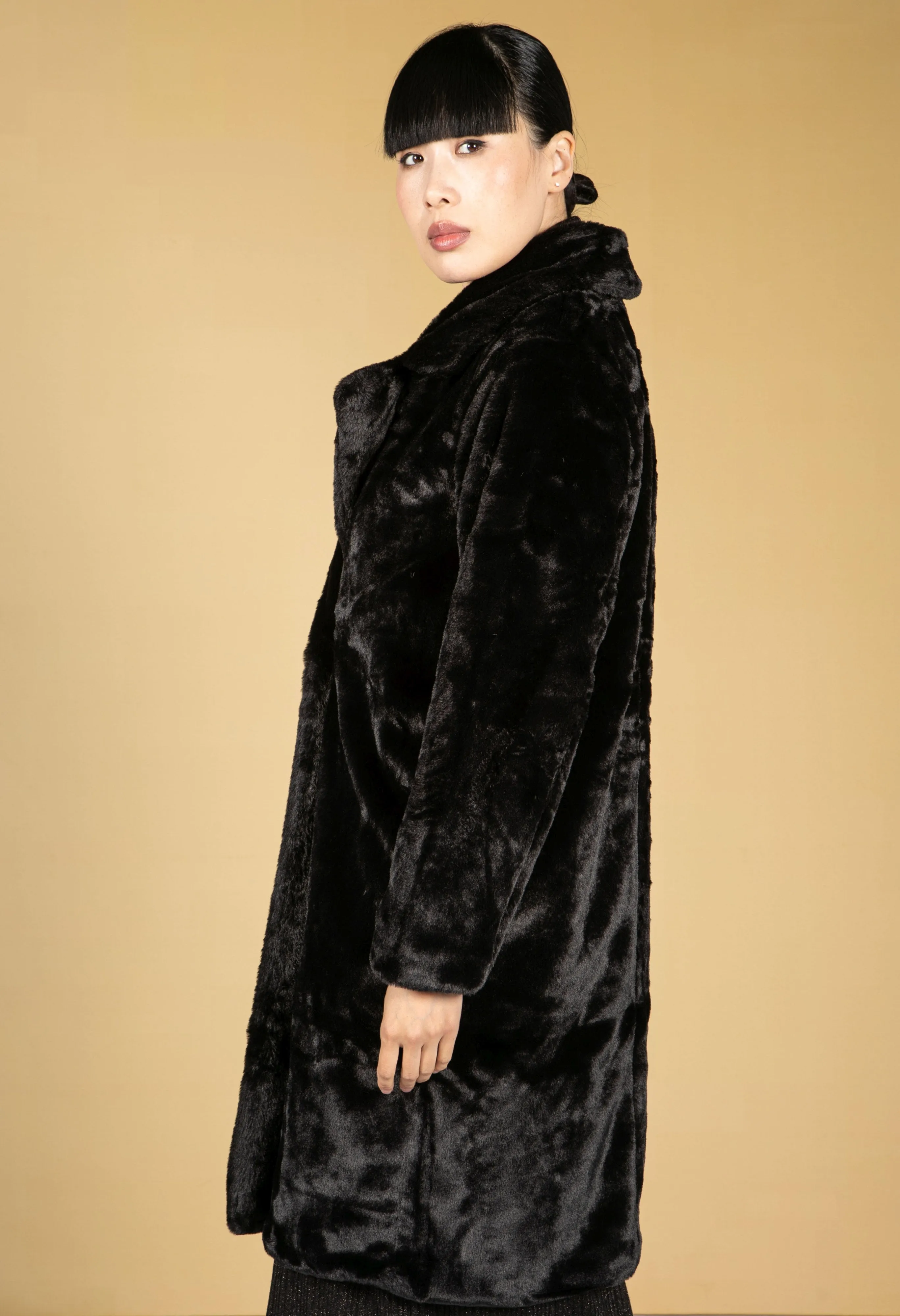 Black Faux Fur Coat